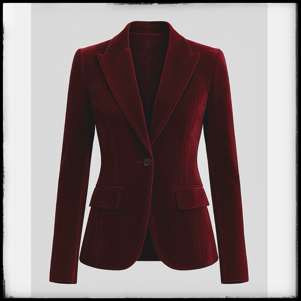 Vintage Y2K Made In Spain Velvet Fitted One Button Blazer By Jean Basic - Picture 2 of 16